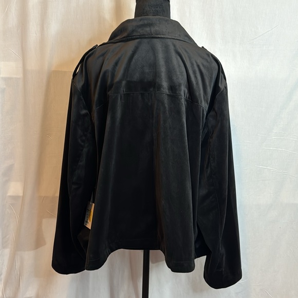 NWT Lauren Conrad Black Suede Moto Jacket in Size 3X, 0X - Picture 7 of 16